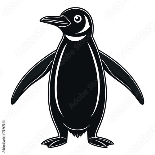 Black color National Penguin Day Design, Solid White Background (3).eps