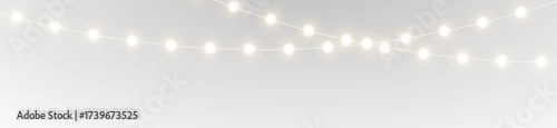 New year garland with glowing festive decorative lights png.
