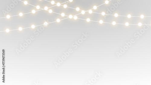 Ribbon garland with glowing festive decorative christmas lights png.
