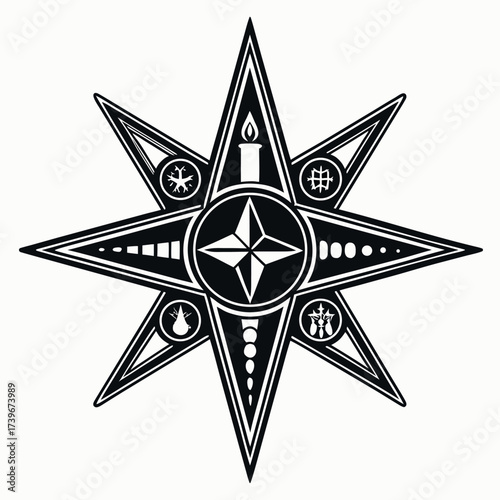 Black color Orthodox Christmas Day Design, Solid White Background (8).eps