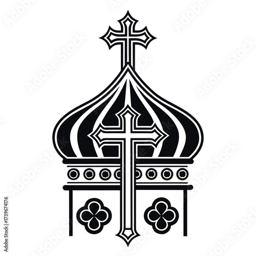 Black color Orthodox Christmas Day Design, Solid White Background (17).eps