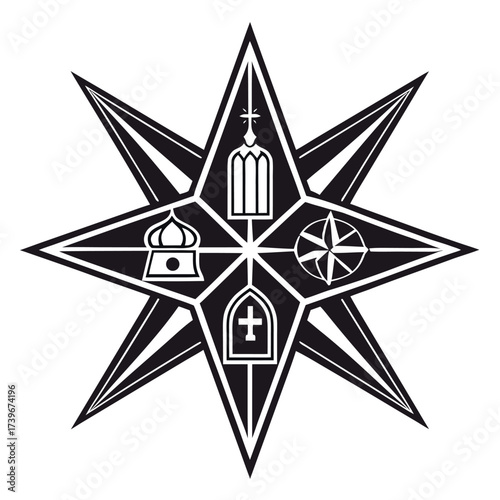 Black color Orthodox Christmas Day Design, Solid White Background (16).eps