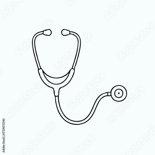 Stethoscope outline illustration on light background  
