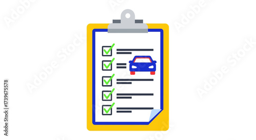 Completed vehicle inspection checklist on a clipboard for service and maintenance tasks