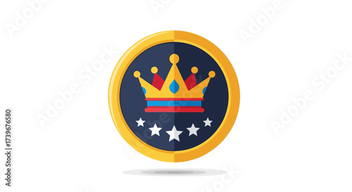 Elegant award emblem with a golden crown and stars radiating prestige and quality