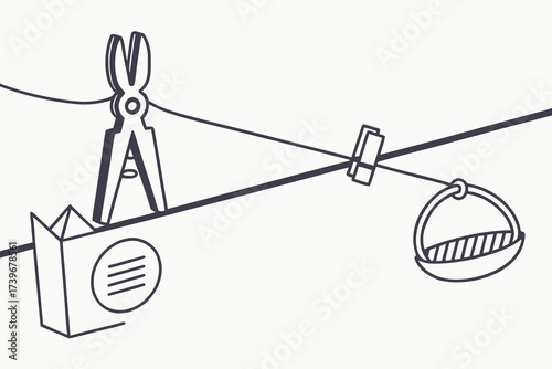Icon of a Balance Scale Using Pliers in a Minimal Style