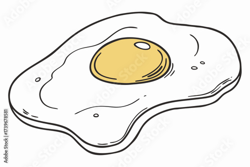 Illustration of a single fried egg with yellow yolk