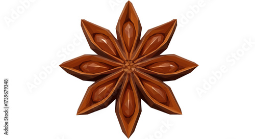 A star anise spice in a stylized lowpoly rendering with a brown hue