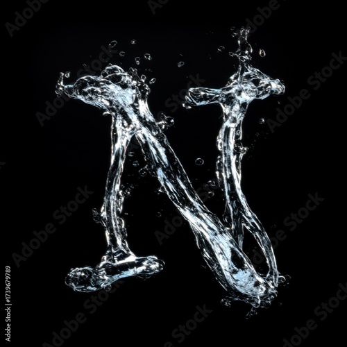 Letter N Realistic Water Letters Overlays Collection for Commercial Use with Transparent Background and Customizable Text in Various Fonts and Styles