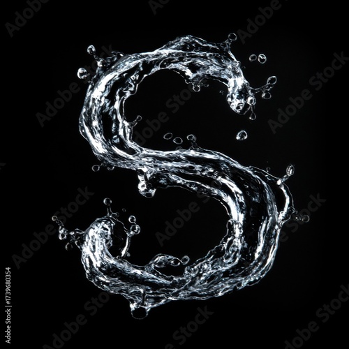 Letter S Realistic Water Letters Overlays Collection for Commercial Use with Transparent Background and Customizable Text in Various Fonts and Styles