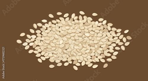 Seed mound Brown backdrop showcasing a dense pile of oval beige seeds with subtle shading  dark edges