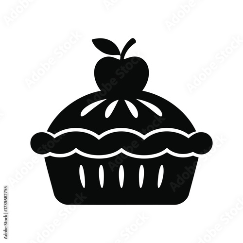 Apple pie vector silhouette, dessert icon, baked goods