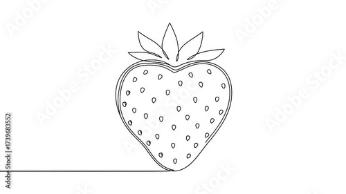 Simple Line Drawing of a Strawberry Fruit.
