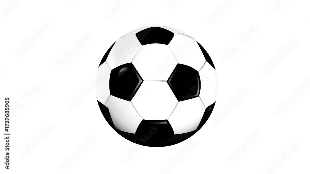 Fototapeta premium Black and white classic soccer ball isolated on white background, professional sport equipment for football game, competition, training and fitness concept on white background 