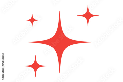 Four stylized black shining stars on a plain white background image