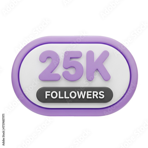 25k followers badge isolated on transparent background