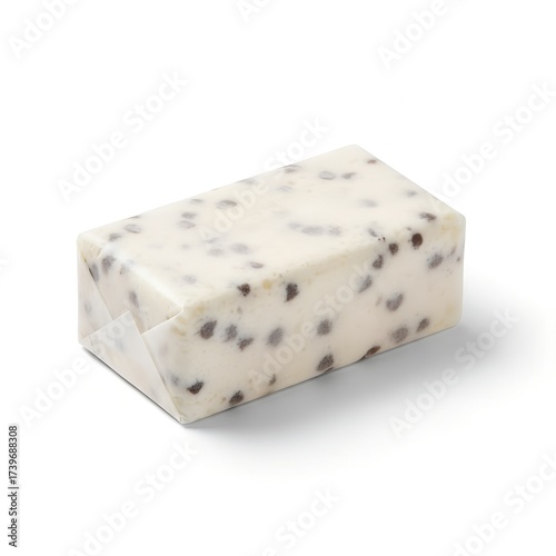 
cream cheese with chocolate drops in white transparent paper packaging