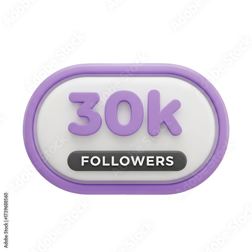 30k followers social media badge isolated on transparent background
