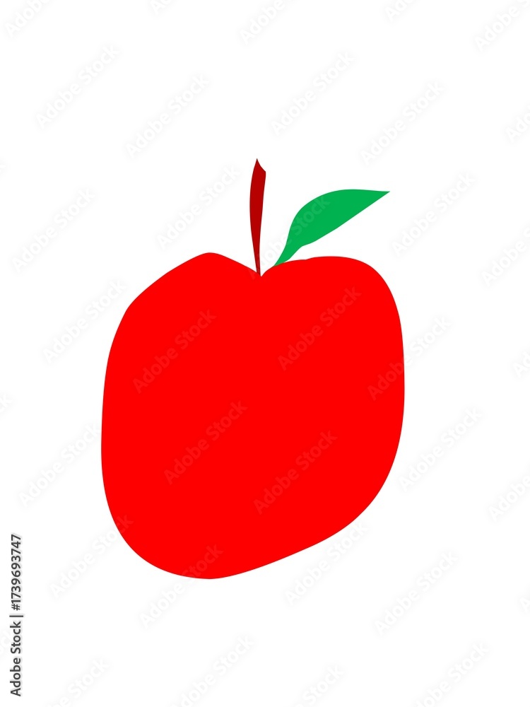 Obraz premium red apple isolated on white, simple drawing.