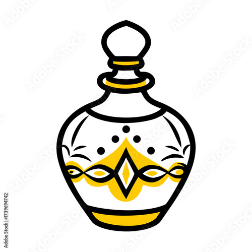 Elegant Perfume Bottle With Decorative Top Icon For Web And Graphic Design