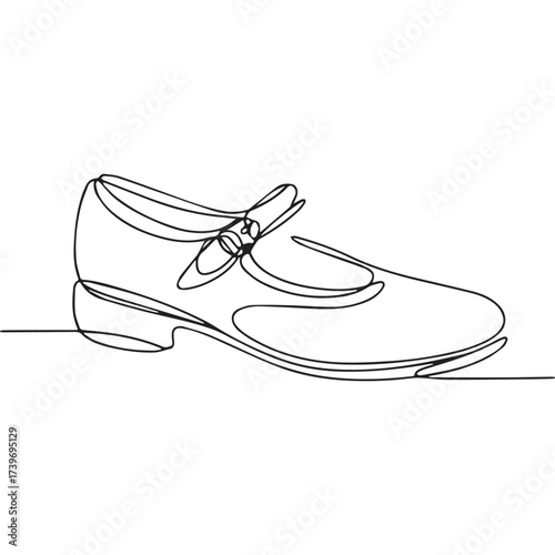 Continuous Simple black line art drawing of a moccasin shoes in a minimalist style on a white background.
