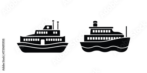 ferry boat silhouette vector illustration