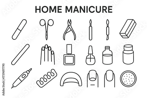 Home manicure tools illustration: nail care essentials
