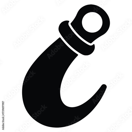 Heavy duty lifting hook black silhouette simple icon illustration