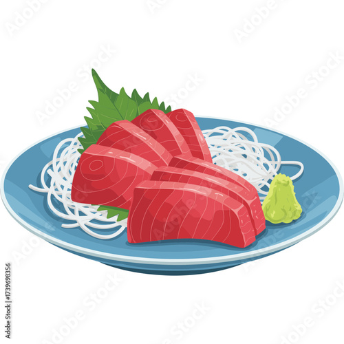 Tuna Sashimi Vector Icon Illustration with Transparent Background