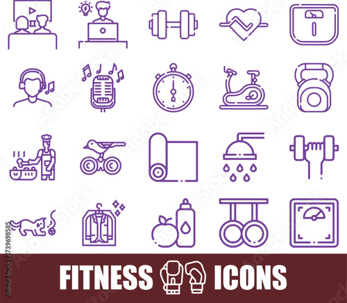 Diverse Fitness and Lifestyle Icons for Health and Wellness