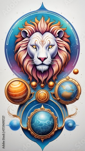 Celestial Leo Zodiac Sign illustration