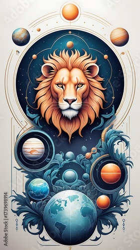 Celestial Leo Zodiac Sign illustration