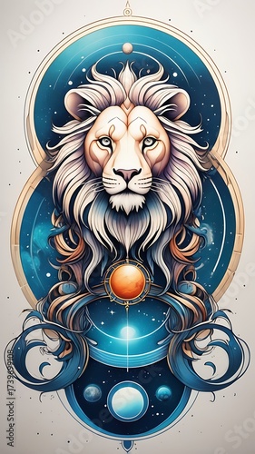 Celestial Leo Zodiac Sign illustration