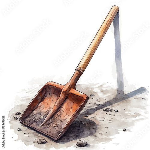 watercolor vector of Hoe, isolated on a white background.