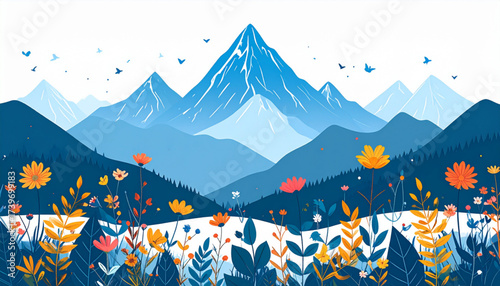 Layered Mountain Flora Landscape