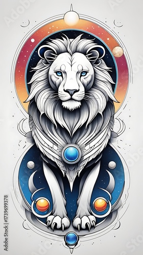 Celestial Leo Zodiac Sign illustration