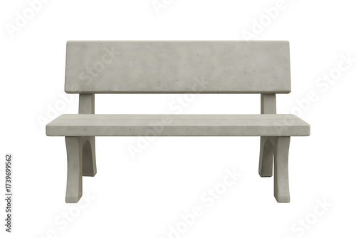 Concrete park bench isolated on transparent background