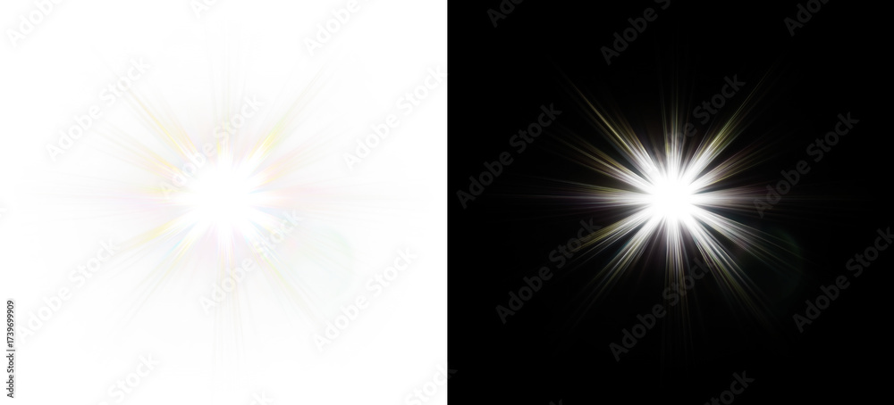 Fototapeta premium A stunning starburst light flare PNG overlay with a transparent background, ideal for digital design and editing