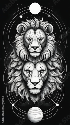 Celestial Leo Zodiac Sign illustration