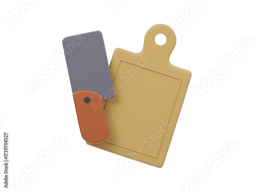 Knife with chopping board icon 3d render