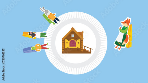 Illustration of people doing housework. Flat design style vector.
