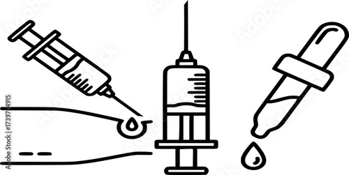 Syringe injection dropper icon. syringe icon, injection icon, Dropper icon, medical, needle outline vector