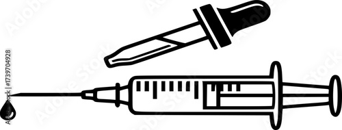 Syringe injection dropper icon. syringe icon, injection icon, Dropper icon, medical, needle outline vector