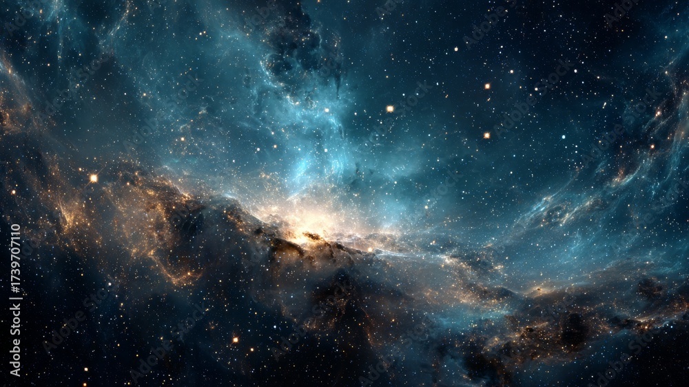 Obraz premium Vast night sky filled with countless twinkling stars over a serene landscape, showcasing the beauty and mystery of the cosmos