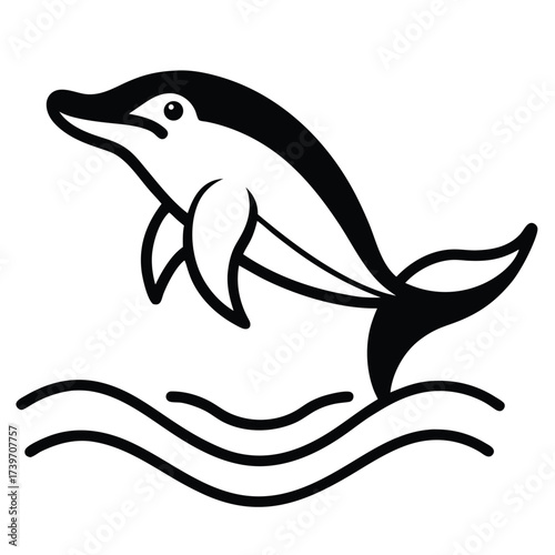 Graceful dolphin illustration in dynamic ocean scene