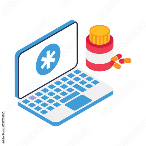 Online Medication   Isometric Vector Illustration 