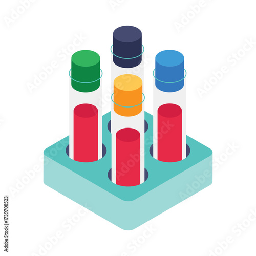 Blood Samples   Isometric Vector Illustration 