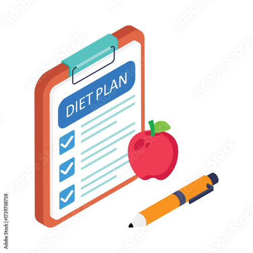 Diet Plan   Isometric Vector Illustration 