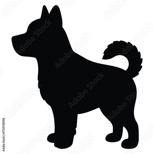 Silhouette of a majestic Akita dog standing tall and proud