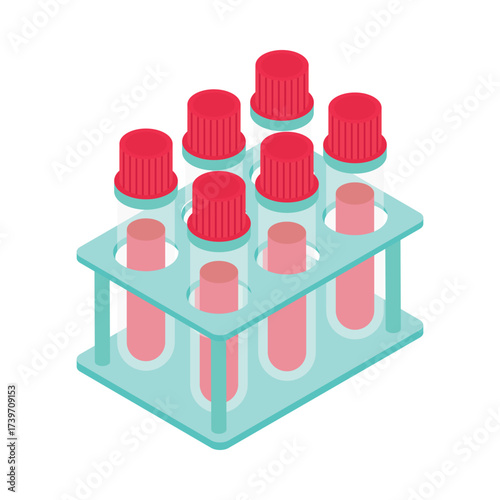 Blood Sample Container  Isometric Vector Illustration 